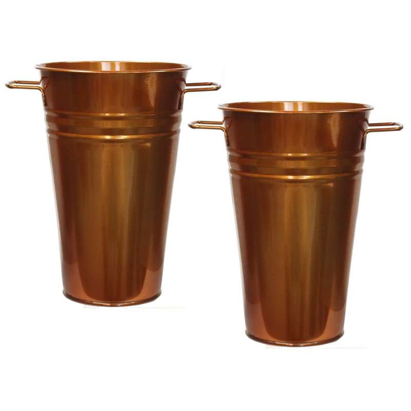 Pot de fleurs en acier galvanisé, Caramel verni, H 12 po x l 7 po x P 7 po
