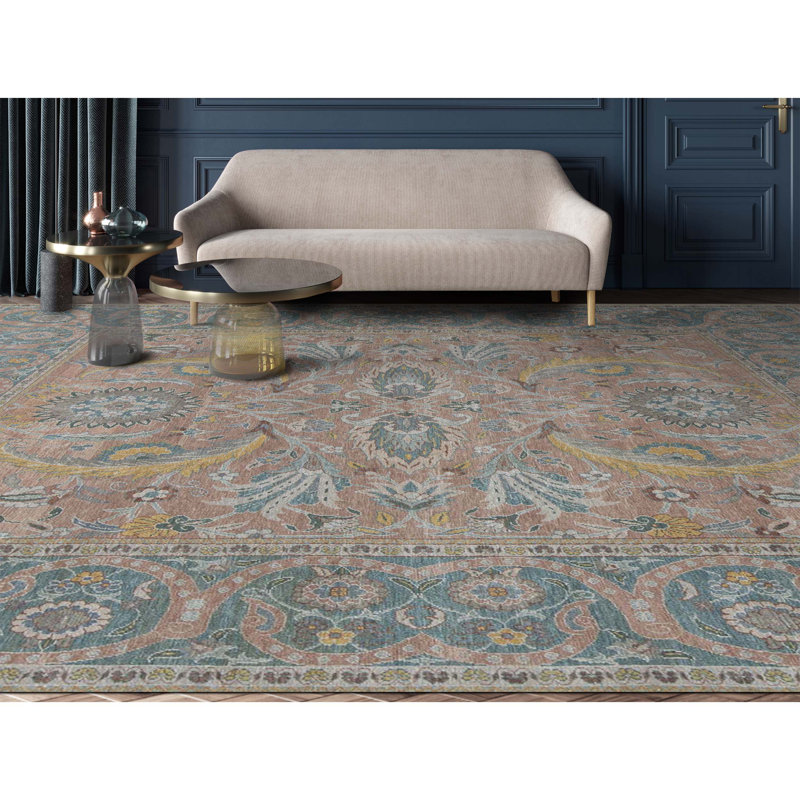 Oriental Area Rug in Blue/Light Red