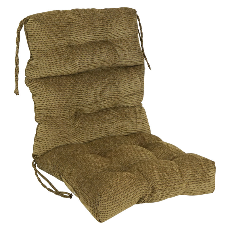 Jacquard Chenille Tufted Seat/Back Chair Cushion, Brown Dots, 20" W x 20" D