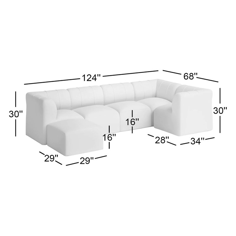 Canapé d'extérieur avec repose-pieds Sunbrella® 124 "Praia, Tissu blanc Sunbrella®
