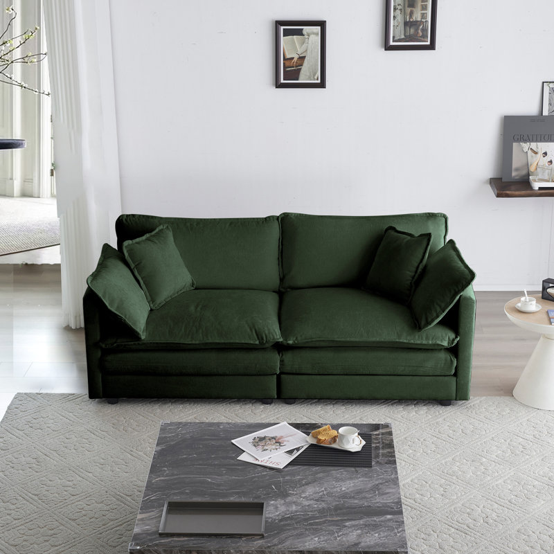 Canapé pour espace de vie - chenille 2, structure en bois robuste, revêtement moderne en chenille respirant, 2 avec 4 coussins, fabrication, matériau haut de gamme, salon confortable