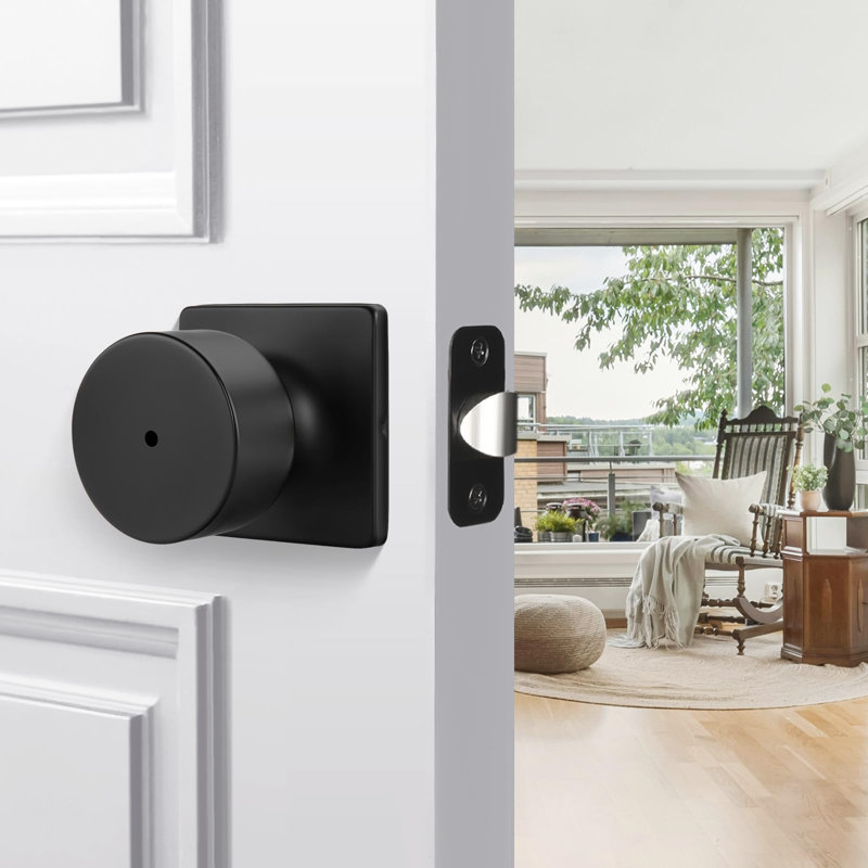 Matte Black Door Knobs Interior, Privacy Bedroom Door Knob with Lock, Black Interior Door Knobs Bathroom 4 Pack