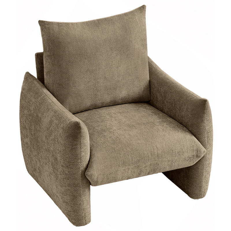 Chaise d'appoint moderne en chenille, canapé simple surdimensionné de 34,3 po avec coussin moelleux, fauteuil de lecture rembourré doux pour le salon, le petit espace et la chambre à coucher