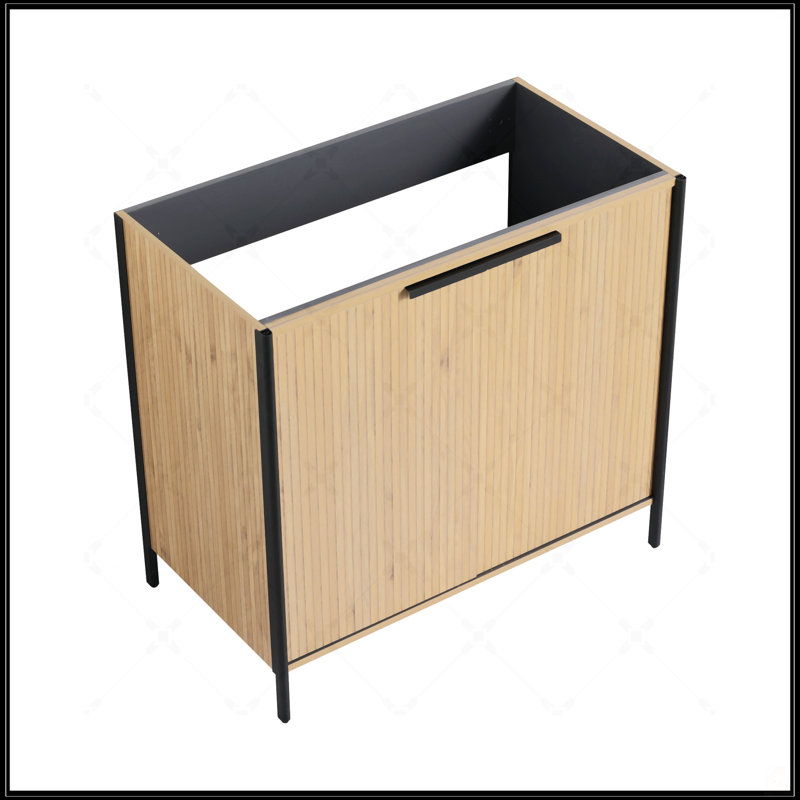 Meuble-lavabo autoportant avec rangement spacieux et porte à fermeture en douceur, sans lavabo, parfait pour les salles de bain modernes