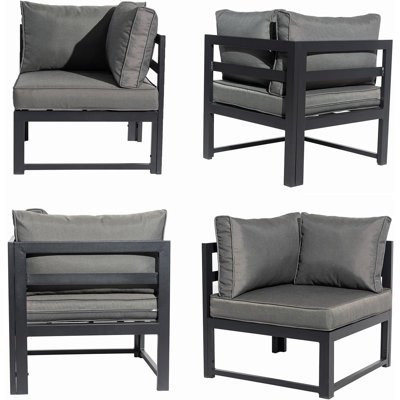Ensemble de canapé de patio 5 pièces en aluminium avec table basse gris