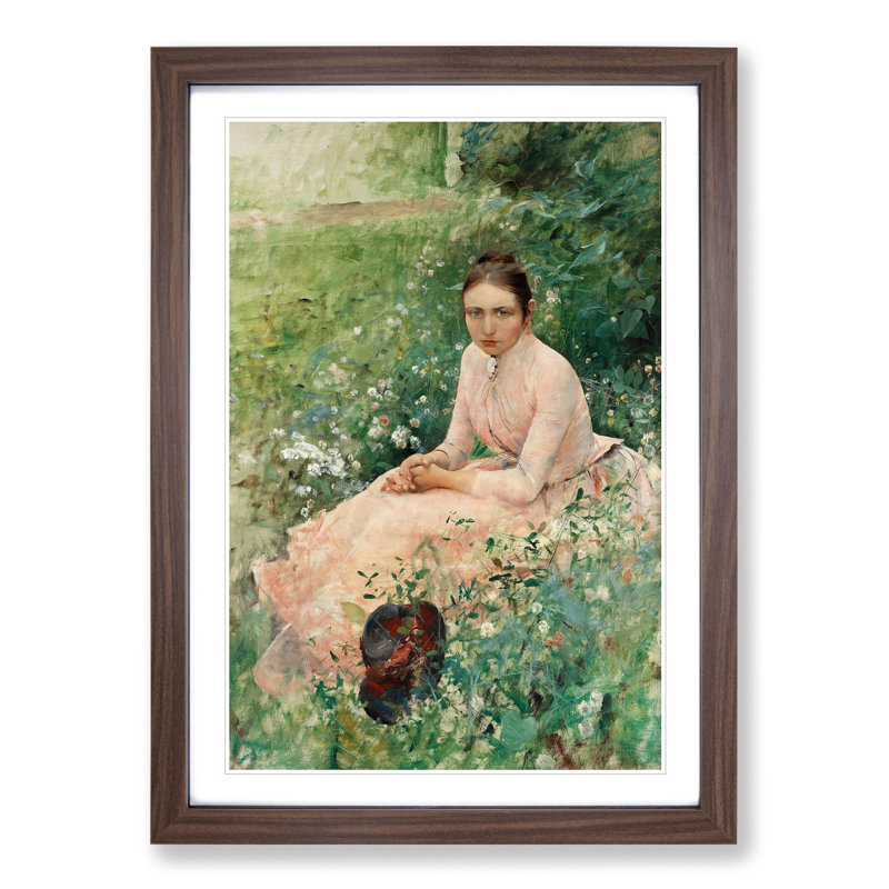 Portrait of a Young Woman by Bruno Liljefors - Framed Print, Walnut Framed, 36cm H x 27cm W x 2cm D
