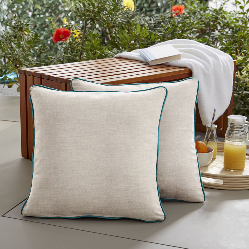 Hardin Sunbrella® Outdoor Reversible Throw Pillow, 18" x 18", Cast Silver Sunbrella Plainweave