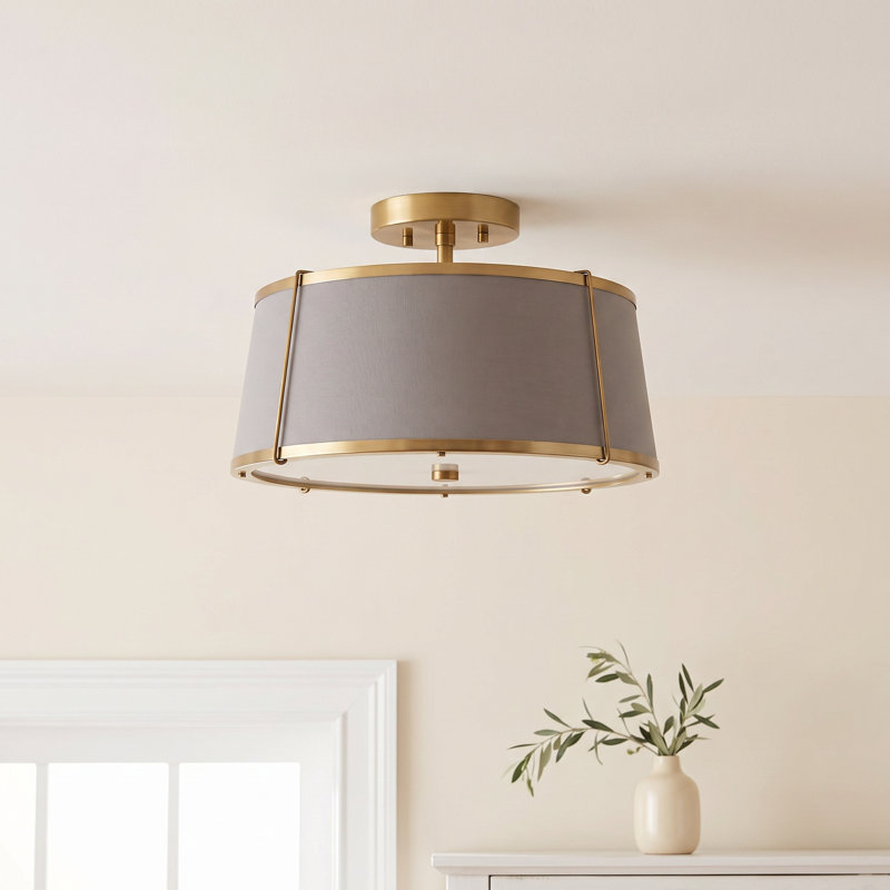 Moxie Semi Flush Mount, Lacquered Dark Brass, Lacquered Dark Brass
