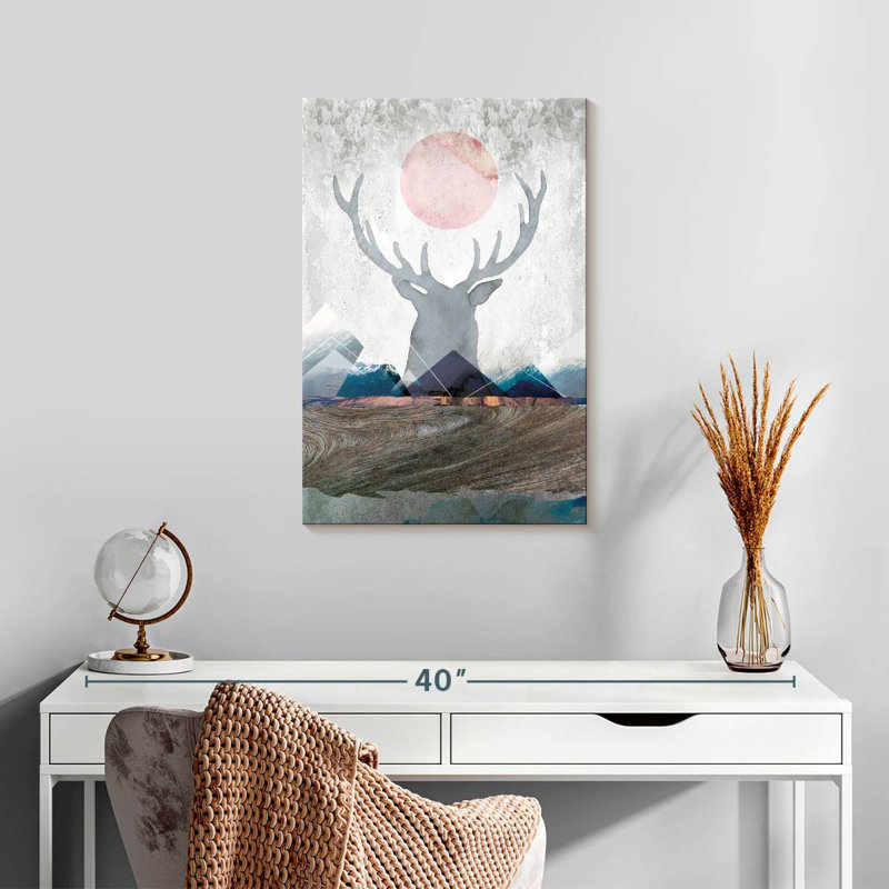 Brampt Deer And Mountains, 24" H x 16" W