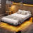 Floating Bed Frame With Led Lights For Kids Bedroom,Metal Platform Bed Frame With 4 Mattress Slide Stopper,No Box Spring Needed,Black-231207018