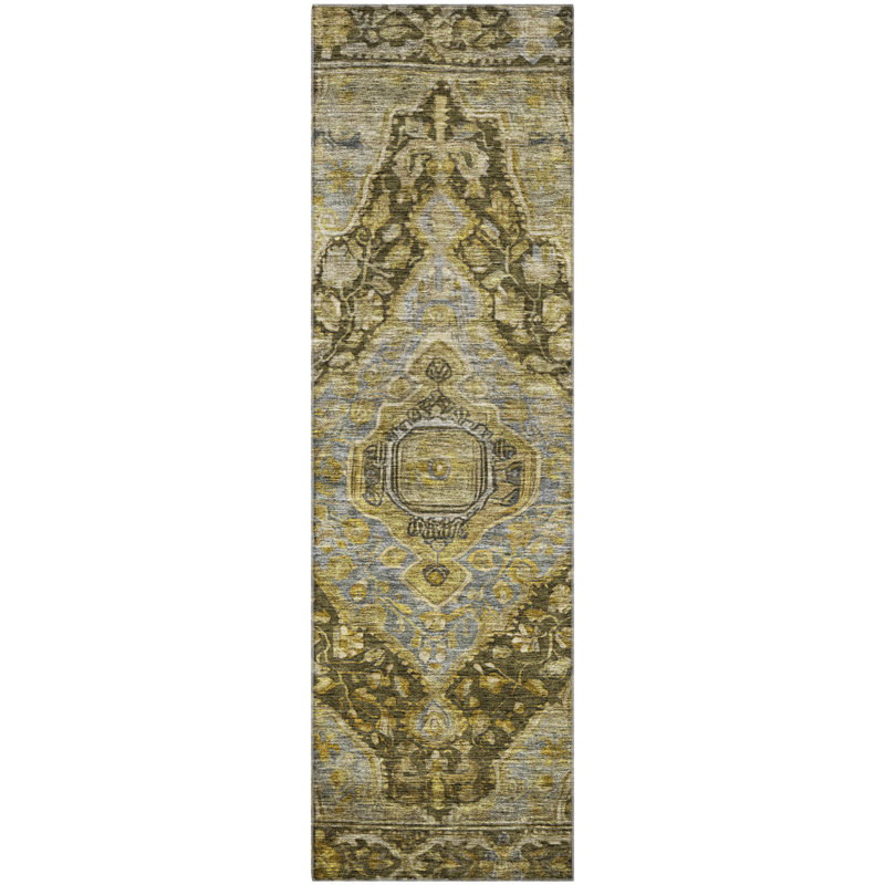 Premium Machine Washable Lubbers AMF1761 Border Rug, Runner 2'3" x 7'6"