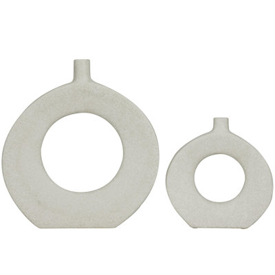 Ceramic Round Donut Shaped Decorative Vase Set