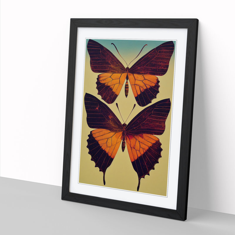 Butterfly Collage - Single Picture Frame Print, 64cm H x 46cm W, Walnut Framed