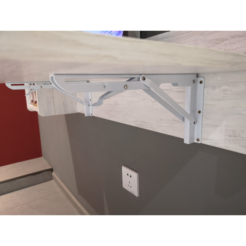 Foldable L-Shaped Floating Desk, Light Oak, Right