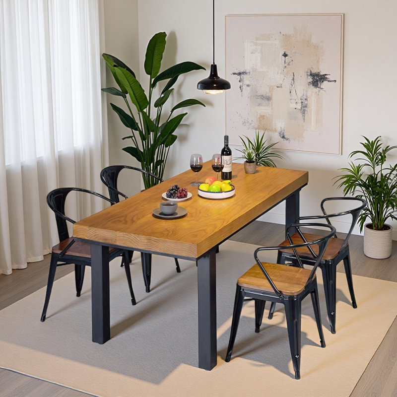 Thickened solid wood rectangular dining table, 29.53"H x 62.99"L x 27.56"W 