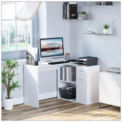 Bureau d'ordinateur rotatif polyvalent avec rangement abondant pour le bureau à domicile