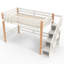 Twin Loft Bed With Clothes Hook And Storage Shelves, Wood Loft Bed Frame With Staircase Storage, Built-In Book Shelves, Ample Under-Bed Space, Beige & Natural Finish-1810289660