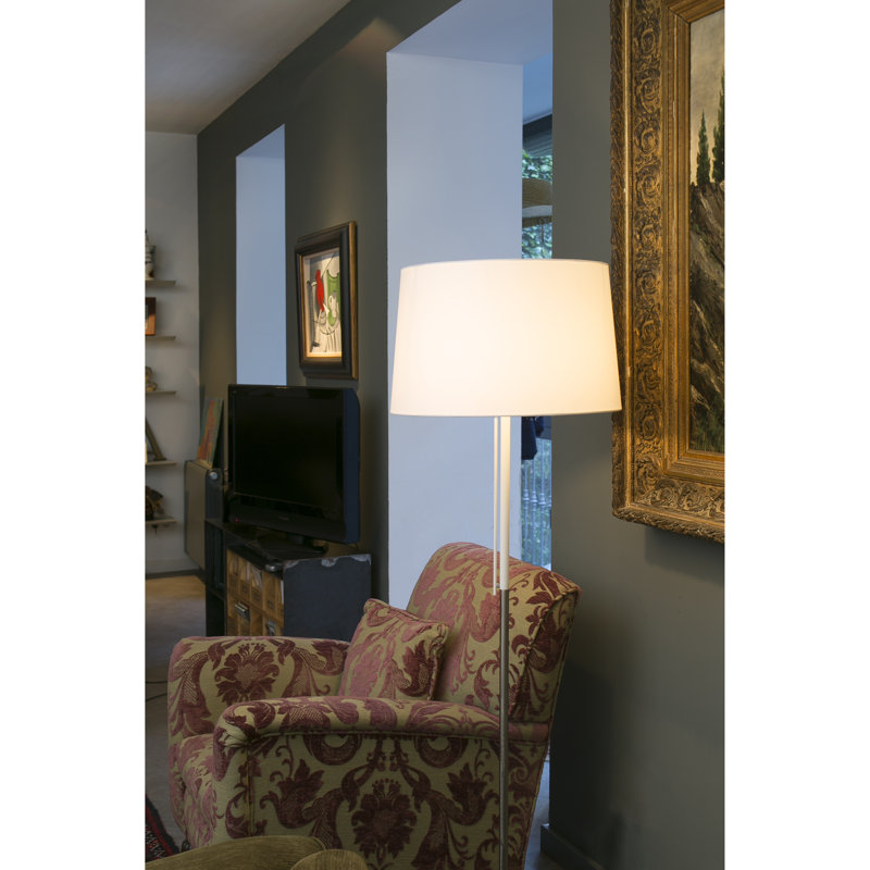 Volta 151cm Traditional Floor Lamp with Outlet, White