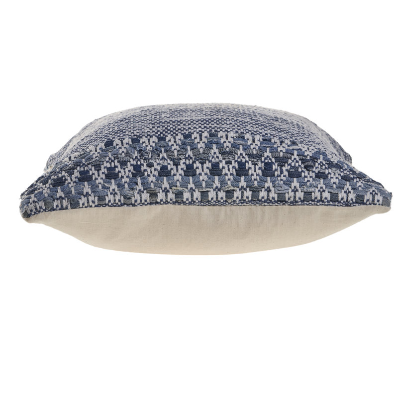 Blue and Ivory Chevron Textured Square Throw Pillow, 20 in
