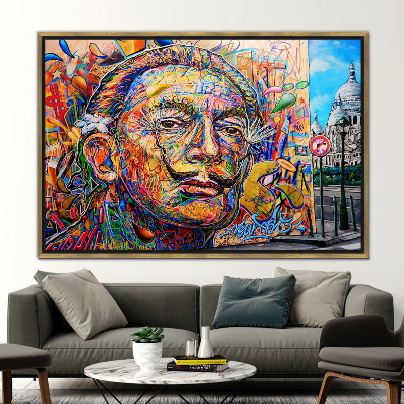 Affiche graffiti, toile graffiti Salvador Dali, toile colorée, toile célèbre, impression de Salvador Dali, toile abstraite, toile Dali,