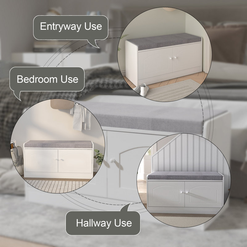 Banc de rangement pour chaussures avec armoire à 2 portes pour l'entrée, couloir