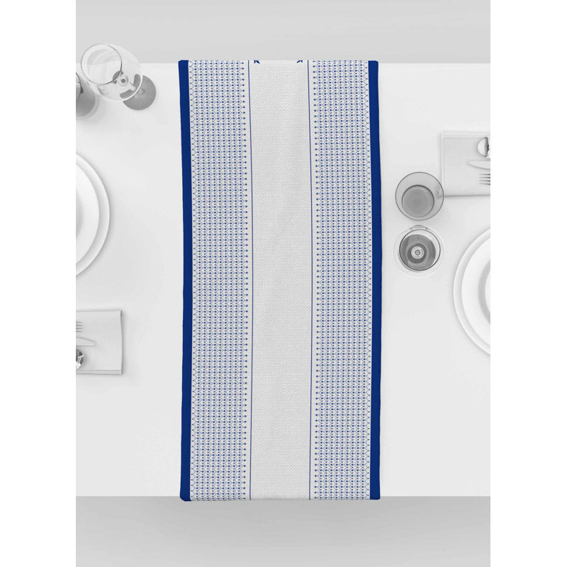 Chemin de table Northwich, Bleu foncé / blanc