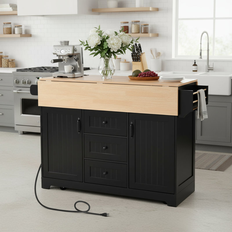 Table de salle à manger rectangulaire extensible avec 2 abattants pour 4, Noir