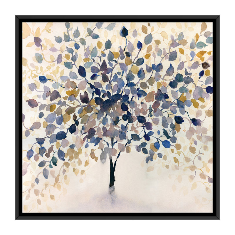 «Past Autumn» par Theresa Heidel - Peinture, Toile avec cadre noir, H 12 po x l 12 po x P 1,5 po, Pas de tapis