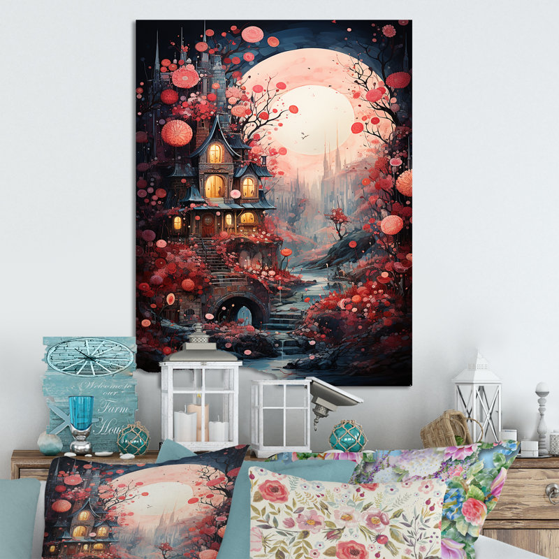 «Pink Christmas Wreath Farm Door IV», art mural floral abstrait en métal, H 32 po x l 16 po x P 1 po