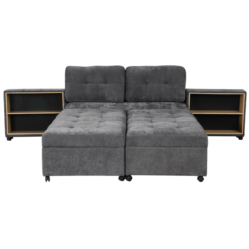 Canapé-lit modulaire avec deux rangements, Gris foncé
