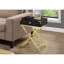 Table d'appoint moderne pour salon - Finition avec tiroir de rangement et poignée en métal doré, détails latéraux spacieux, stratifié brun pour chambre