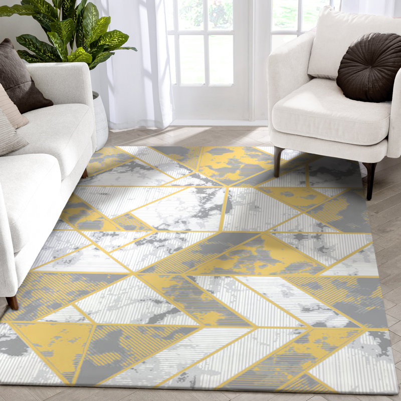 Well Woven Cairo Nikita Geometric Vintage Yellow Rug, Rectangle 160 x 220 cm