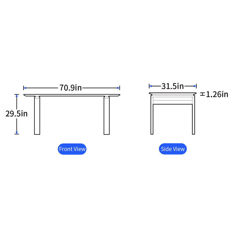 Table de salle à manger Purrier, L 31,5 po x L 70,9 po