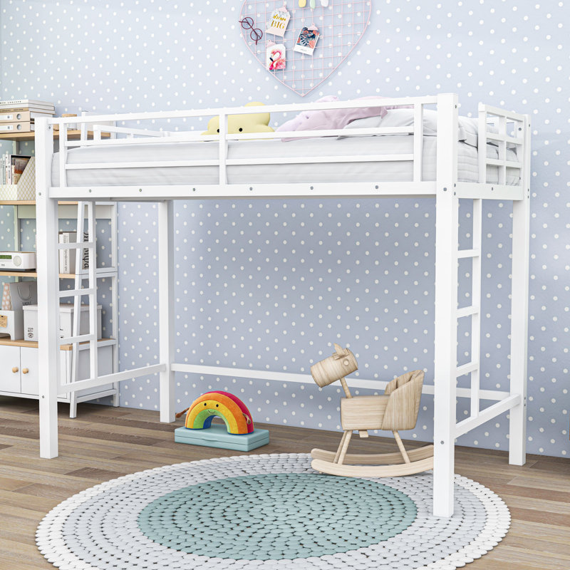Classic Metal Loft Bed with Dual-Side Ladders, Twin XL