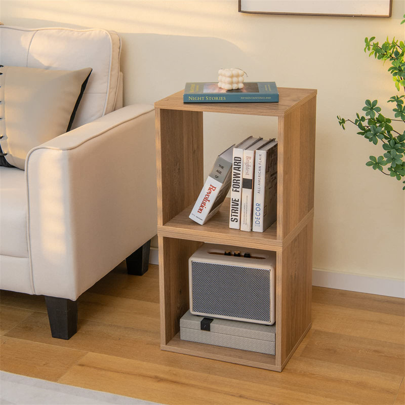 Bedside Table Set Of 2, Stackable Cube Storage Organizer With Anti-Tip Device