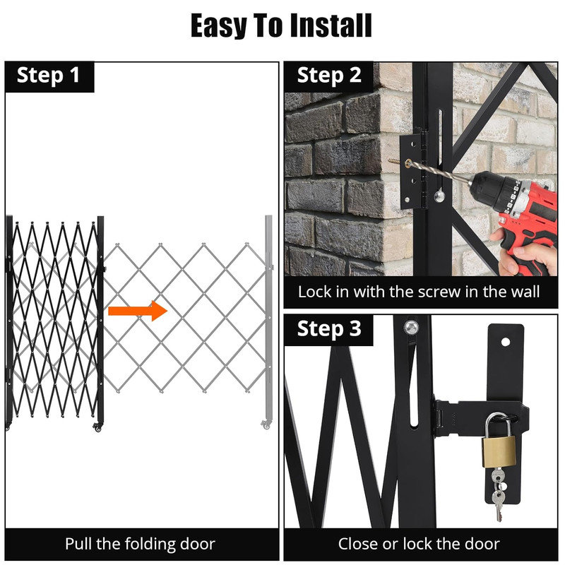 Barrières de sécurité extensibles avec cadenas H 61 "x l 71"