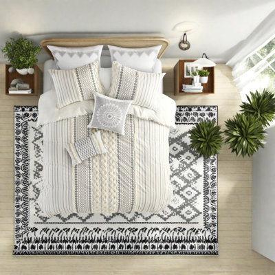Ensemble de literie en coton de qualité supérieure, conception en chenille multicolore, idéal pour les chambres modernes