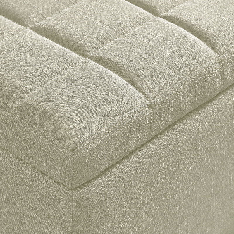 Maida Polyester Upholstered Storage Bench, Beige