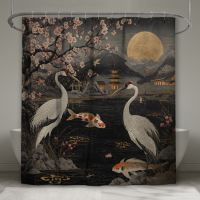 Rideaux de douche Cherry Blossom Cranes