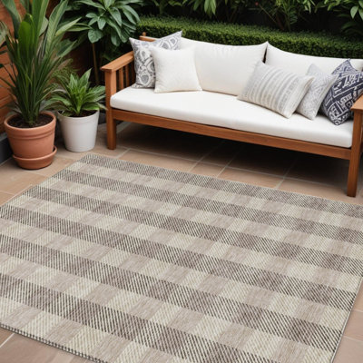Tapis d'intérieur lavable à carreaux beige 10 pi x 14 pi