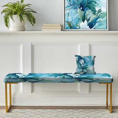 Floral Upholstered Gold Bench
