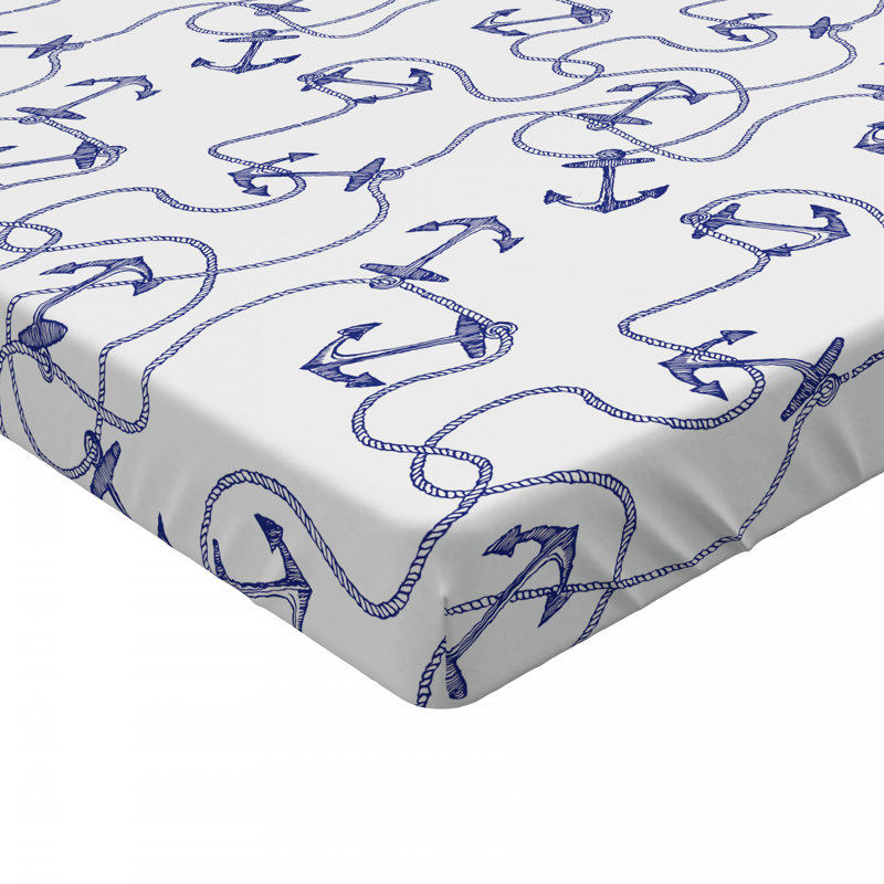 Microfiber Fitted Sheet, Queen Fitted Sheet, Blue Anchor 2