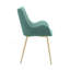 Chaise de salle à manger en tissu bleu sarcelle avec pieds dorés