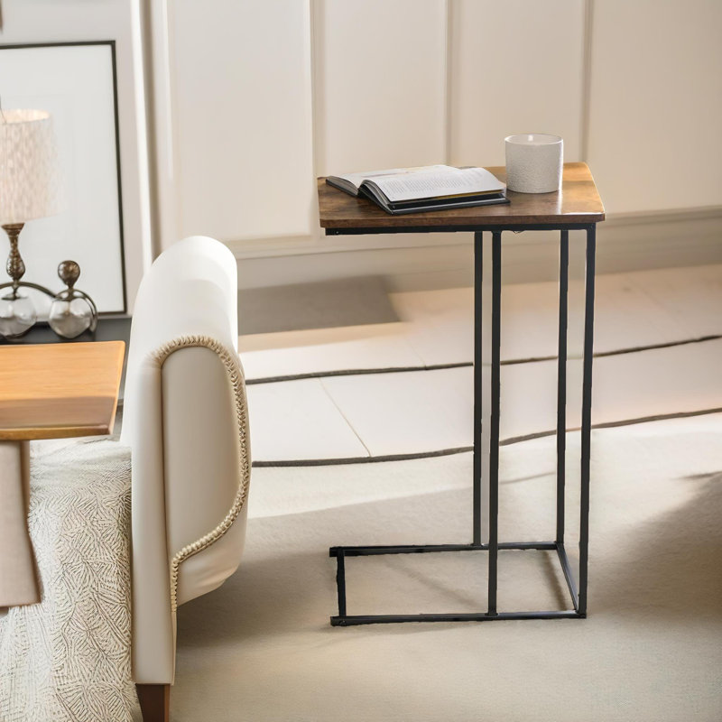 Alahya C Shaped Side Table with Metal Frame End Sofa Tables Living Room Furniture
