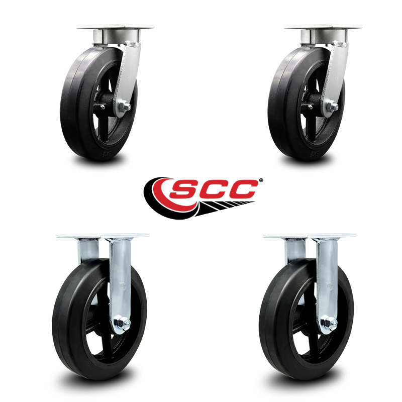 4 Piece Rubber on Steel Caster Set