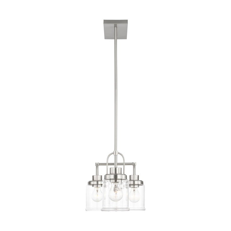 Anders 4 Light Dining Room Chandelier With Clear Shade, Brushed Nickel
