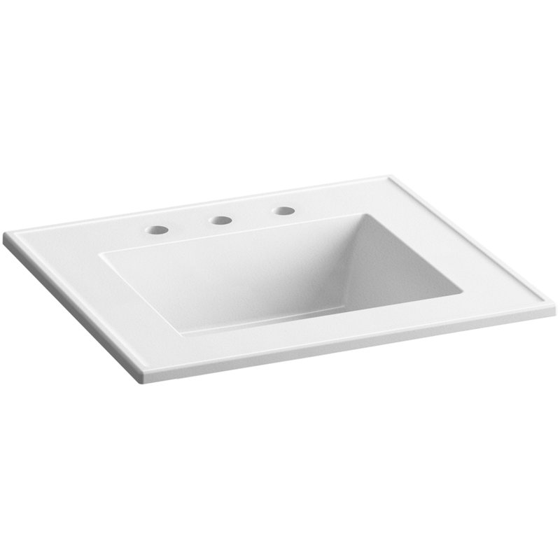 Ceramic Impressions 25" Single Bathroom Vanity Top, White Impressions, Rectangular