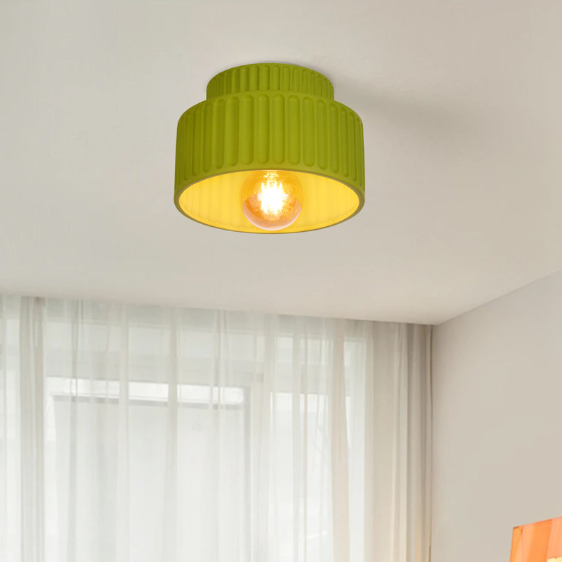 Plafonnier semi-encastré en résine vert clair pour couloir de chambre à coucher