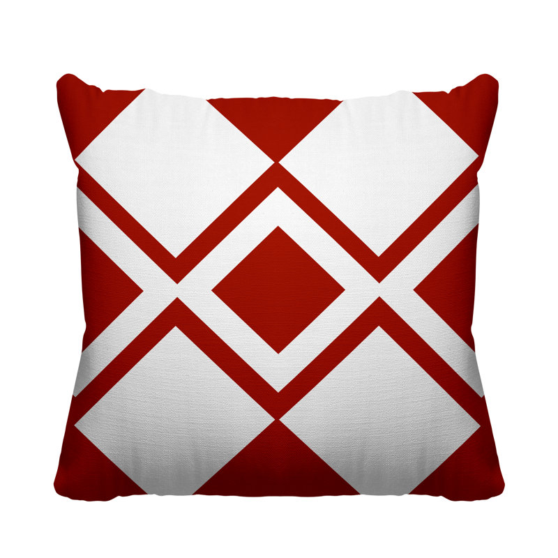 Coussin décoratif intérieur / extérieur Halsey Loop, L 19 po x H 19 po, Rouge