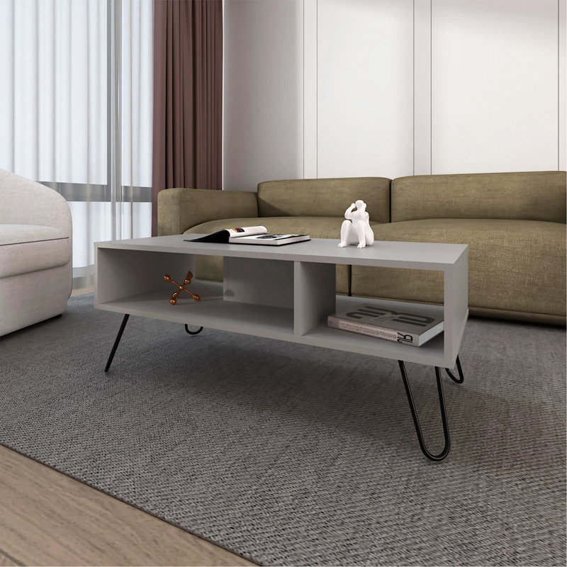 Smoke Coffe Table With 2 Shelf